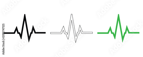 Stethoscope medical icon set in black white and green, doctor healthcare vector