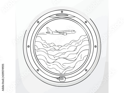 Jet airplane performing aerobatics with elegant swirling smoke trail line art