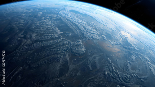 Planet Earth from Space - Blue Marble with Clouds and Continents