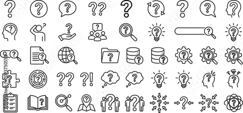 Tableau sur toile Hand drawn question mark and problem solving icon set with question brainstorm t