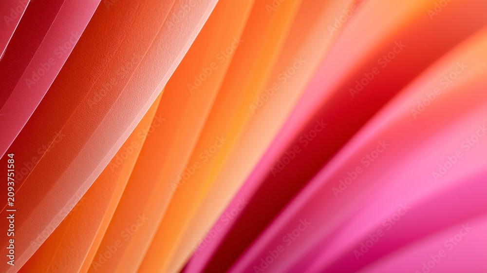 Fototapeta premium Abstract Layered Paper Waves in Sunset Orange and Pink