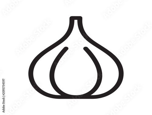 Garlic bulb icon. Simple vegetable line art symbol. Healthy food graphic.