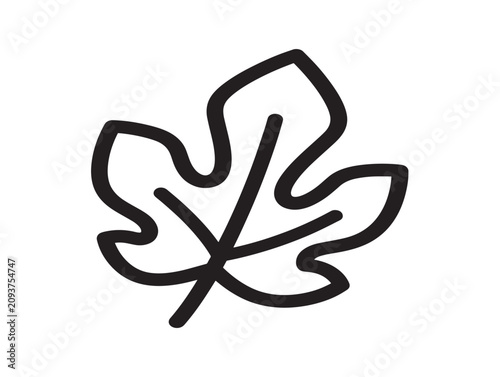 Fig leaf icon. Simple botanical line art symbol. Organic nature design.