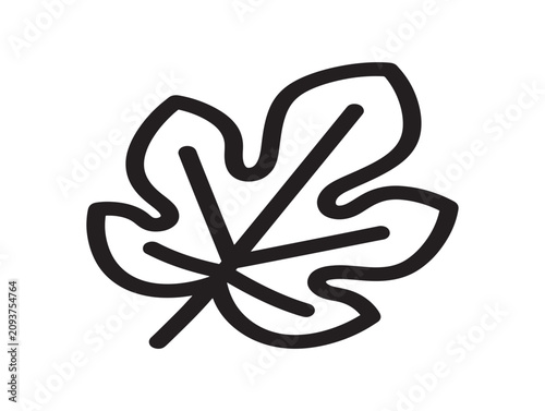 Fig leaf icon. Minimalist botanical line art. Simple nature symbol design.