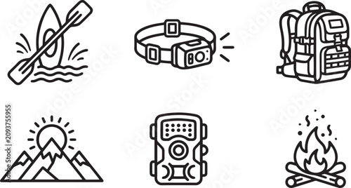 Fotografía Outdoor Camping and Adventure Hiking Icon Set
