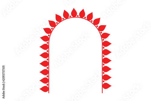 Tableau sur toile Durga puja border decoration design icon, Durga puja Diwali puja background icon