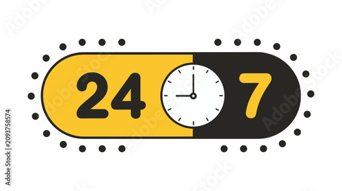 Canvas Print 24/7 Availability Symbol