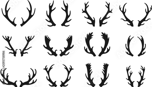 Obraz na plátně Deer antlers silhouette collection