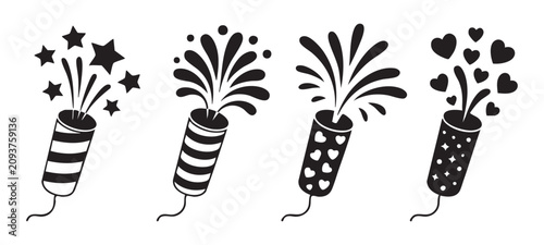 Tableau sur toile Confetti popper vector icons