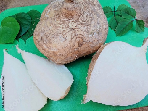 Vászonkép Jicama is a crisp root vegetable known for its naturally sweet and refreshing flavor