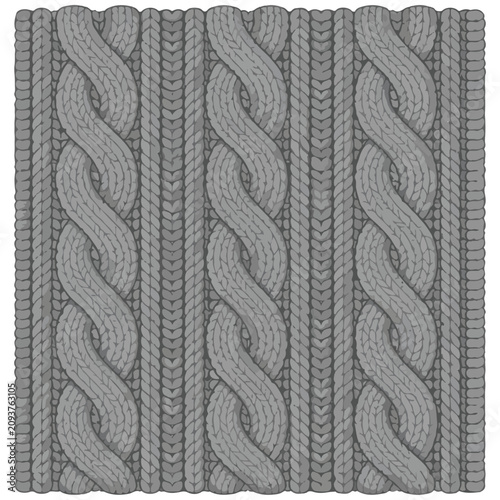 Grey Cable Knit Sweater Pattern Vector Texture