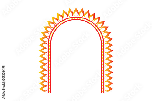 Cuadro en lienzo Durga puja border decoration design icon, Durga puja Diwali puja background icon