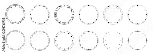 Foto Clock face dials template set blank measuring circle scale isolated mechanical c