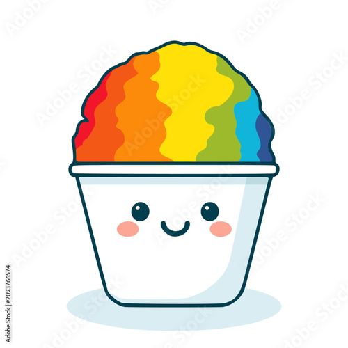 Cute shaved ice on cones vector illustration