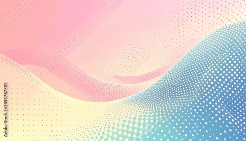 Flowing pastel wave background with dotted halftone effect