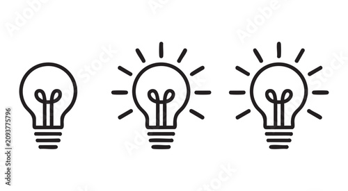 Cuadro en lienzo Simple line art of light bulbs showing concept of idea or innovation glowing brightly