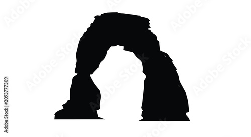 Delicate arch rock formation black silhouette arches