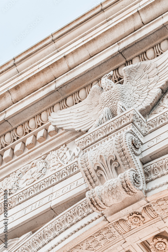 Obraz premium Up Close detail of the Washington Square Park Arch Gate in Manhattan, New York City.