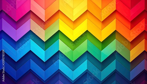 A vibrant, multi-colored 3D zigzag pattern on a white background