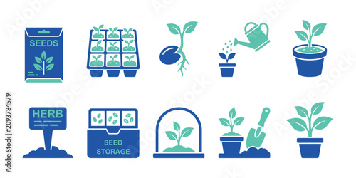 2 colour vector icon set blue and pink flat design icons
