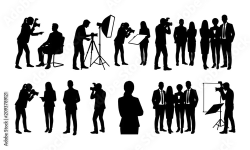 Professional Photographer and Model Silhouette Vector Collection for Studio Photography and Corporate Media Shoot