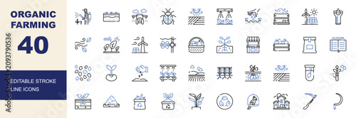 Canvastavla Organic farming icon set