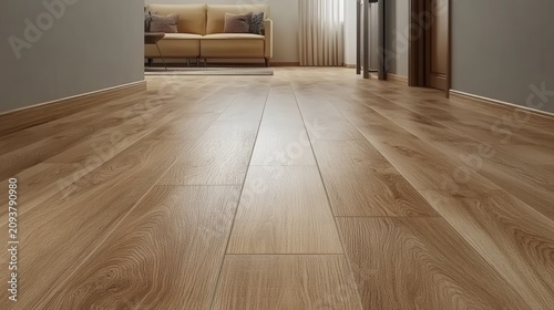 Light brown laminate flooring in a modern living room