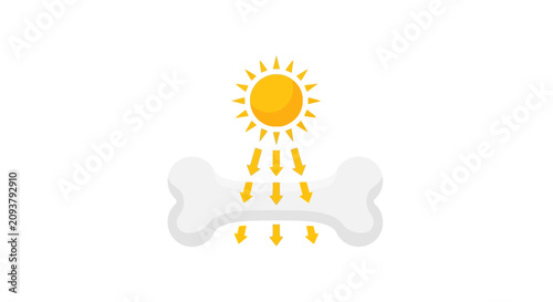 Sunlight activating vitamin D for healthy bones, illustration