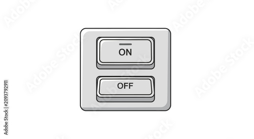 Simple ON OFF toggle switch, electrical button, isolated on white background