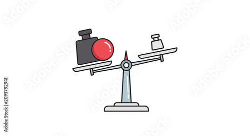 Unbalanced Scale Weighing Camera Against Small Weight, Concept of Value and Importance