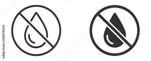 Tableau sur toile Outline no water icons collection featuring prohibited water droplet, water rest