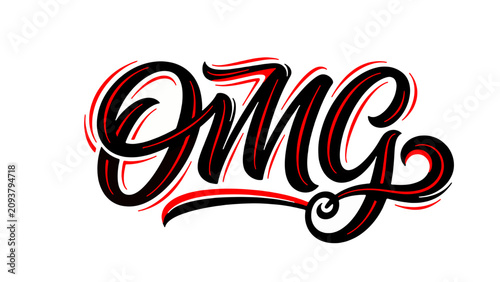Canvastavla Creative brush script typography of abbreviation Oh My God isolated on transpare