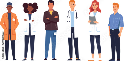 Tableau sur toile Diverse group of medical professionals in flat design style doctor nurse