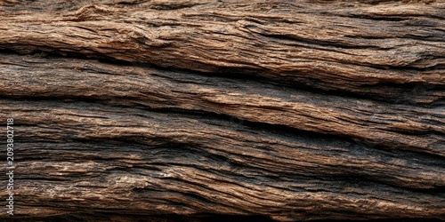 Close-up texture of aged, weathered wood with deep grain lines
