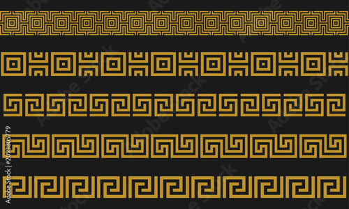 Greek gold borders on a black background.