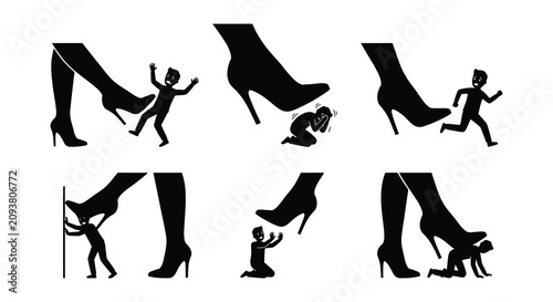 Obraz na plátně Business silhouettes depicting power dynamics vector illustration