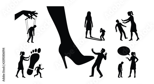 Quadro su tela Business silhouettes depicting power dynamics vector illustration