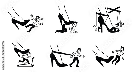 Schilderij op canvas Business silhouettes depicting power dynamics vector illustration