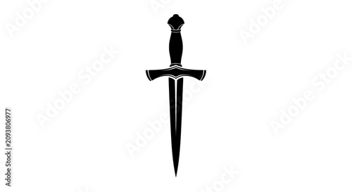 Tableau sur toile Medieval dagger vector silhouette, black steel blade knife icon, ancient fantasy