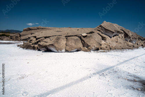 Obraz na plátne Sea Salt Pile at Missolonghi Salt Pans, Greece