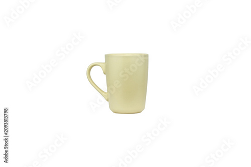 Beige Ceramic Coffee Mug Isolated On Transparent Background PNG Minimal Kitchen Drink Cup