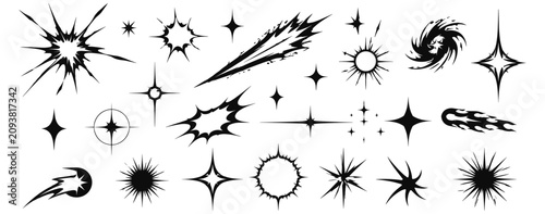 Photos Acid flare starburst shapes with radial explosion flashes, deformed stars, comet