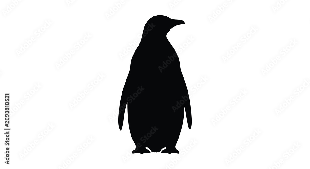 Fototapeta premium Penguin Silhouette On White Background Minimalist Wildlife Illustration