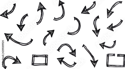 Canvas-taulu Collection of Hand Drawn Arrows and Geometric Shapes Keywords: arrow, hand drawn