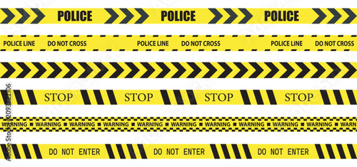 Foto Creative vector illustration of black and yellow police stripe border