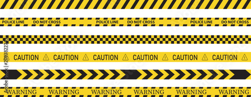 Foto Creative vector illustration of black and yellow police stripe border