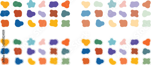 Quadro su tela Abstract Organic Shapes Collection Set, Colorful Fluid Forms, Modern Irregular S