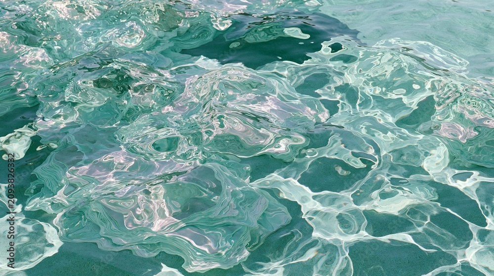 Fototapeta premium Aerial view of a body of water. the water appears to be a light blue-green color and has a smooth texture.