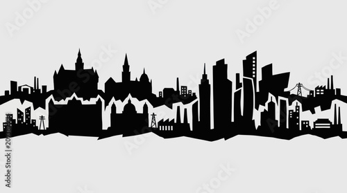 Foto Cityscape silhouette vector art