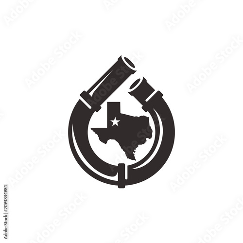 Canvastavla Texas Oil Industry Symbol with Pipes and Water Drop Shape.